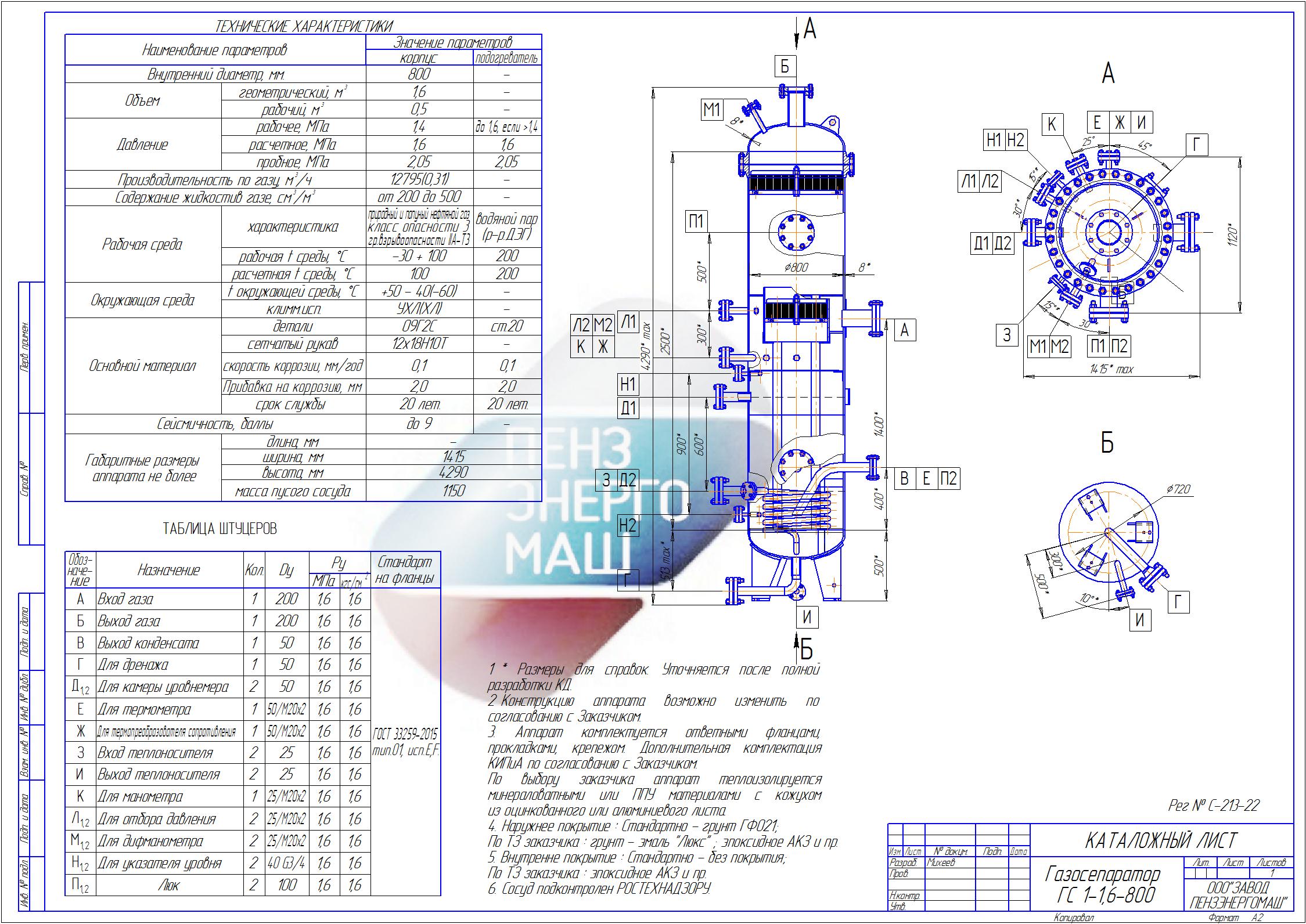 Газосепаратор ГС-1-1,6-800